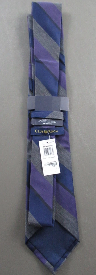 Corbata de cuello a rayas anchas Club Room Estate para hombre, púrpura/gris, talla única Foto 2 de 2