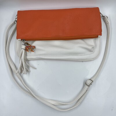 David Jones Shoulder Leather Handbag Orange White Women's Princeton Tigers?