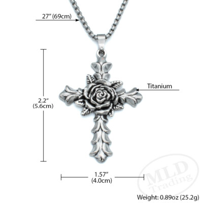 Rosicrucian Velvet Rose Cross Pendant Necklace w/ 27
