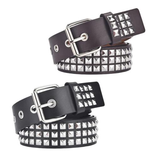 Studded leather belt with studs, square studded belt for women and - Afbeelding 1 van 7