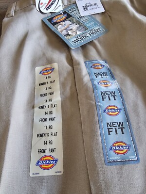 Dickies Women's Twill Work Pant Beige Khaki Flat Front Pants Size 14 RG 14RG