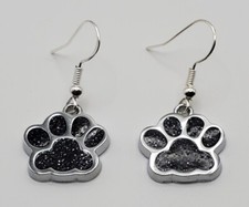 Black Puppy Paw fishhook earrings