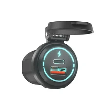 Dual Port Charger USB+C Type Motorcycle Phone Power Fast Charging Socket Adapter