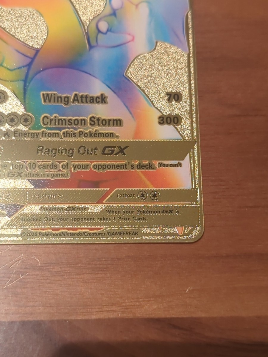 Pokemon Charizard GX Rainbow Stage-2 Gold Metal Card HP250 Pokemon