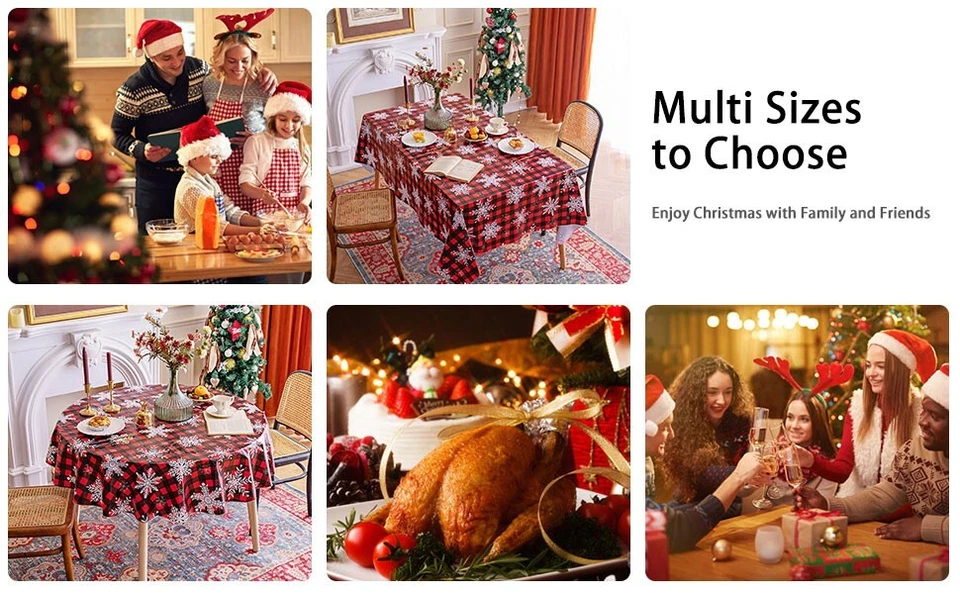 Christmas Tablecloth, Red, Snowflake Plaid Pattern 140x180cm - Image 2 of 4