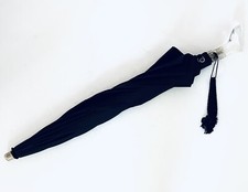 Vintage Lady's Black Umbrella With Clear Carved Lucite Handle, Ferrule Tips