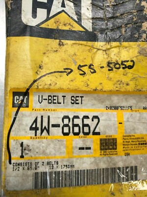 4W8662 GENUINE CAT V-BELT SET QTY TWO 5S-5052 BELTS Caterpillar 4W