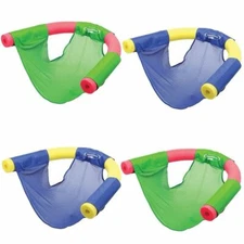 SwimWays Pool Noodle Sling Mesh Chairs, 4 Pack Set (2 Blue , 2 Green)