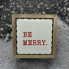 Be Merry Wood Rustic Metal Looking Decor Hanging Sign Square 12  x12  Christmas