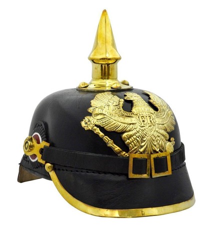 Leder deutscher Pickelhaubehelm preußischer Helm 1. Weltkrieg Helm Vintage Handarbeit - Bild 2 von 5
