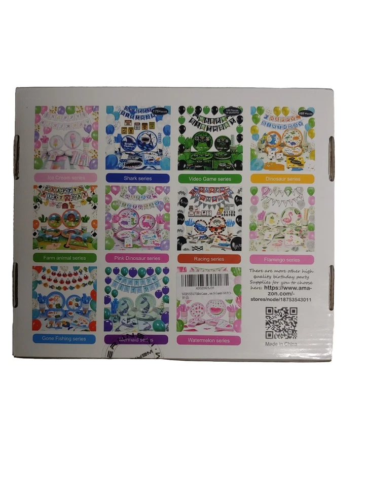 Wernnsai Conjunto de Suministros de Fiesta de Cumpleaños Feliz Cumpleaños Videojuego Serie 16 Invitados Foto 2 de 3