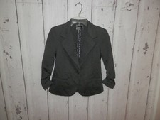 Christian Siriano Women Charcoal 1 Button Elastic Ruched Cuffs Blazer Coat 3211