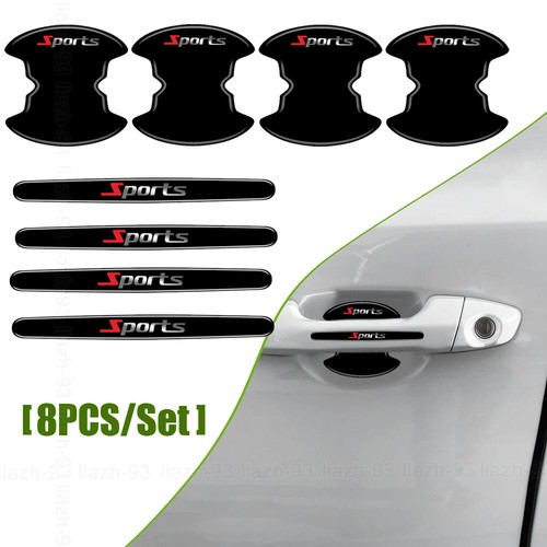 8x Black Sports Logo Car Door Handle Bowl Sticker Scratch Anti Scratch Protector - Picture 8 of 14