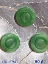 VTG Majestic Plastic Buttons Fresh Green Marbled Raised Center Self Shank 5/8" 3