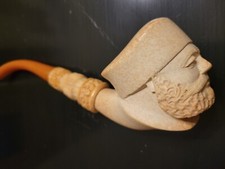 Ancienne pipe à tabac tige en bakélite turque écume de mer, 9"