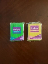 Sculpey clay for polymer clay earring making, Set of two (green and yellow)
