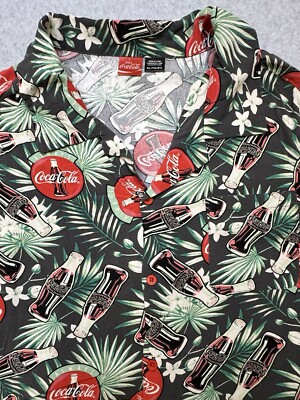 Coca-Cola Men's Hawaiian Short Sleeve Shirt Casual Button Down