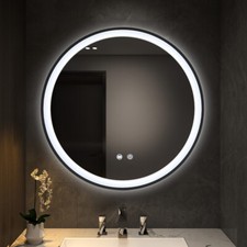 80CM Round Bathroom Mirror W/ Backlit LED Light Demister Dimmable Color Changing