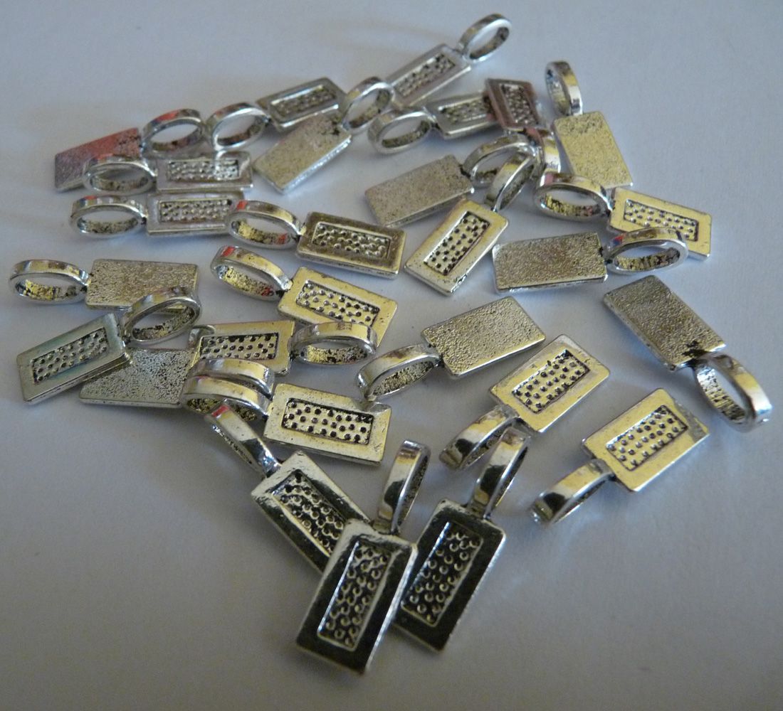 10 Glue on Pendant Bail Fused Glass Finding Necklace Cabochon Holder