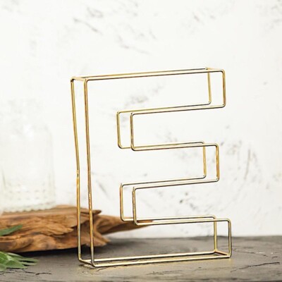 GOLD 8'' tall 3D Metal Wire Letter E Party Wedding  Reception Backdrop Supplies