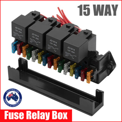 15 Slot Car Fuse Holder Relay Box w/Pins Dust-proof Socket Box Wiring