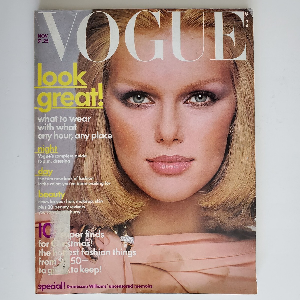 Vogue Magazine November 1975 Patti Hansen cover Tennessee Williams