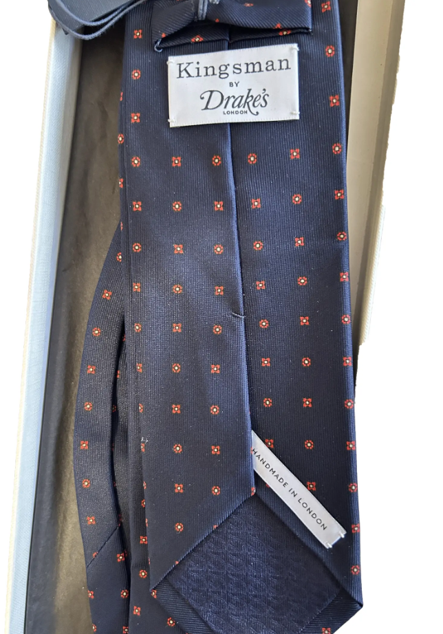 Kingsman x Drake's Tie Polka dot Navy Silk | eBay