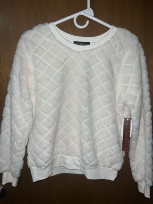 Almost Famous Long Sleeve Pullover Women s Sweater- White - Size S