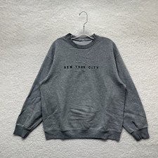 Vintage New York City Sweatshirt Sweater XL Grey Embroidered Crewneck Pullover