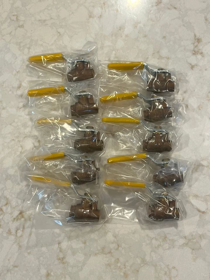 (Box 10) 3/8" Sweat Brass Ball Valves, Standard Port, 400WOG 150WSP MADE IN USA - Image 2 of 4