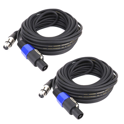 20ft SpeakOn Male to 3-Pin XLR Female Extension Cable 2pcs Microphone Audio Wire