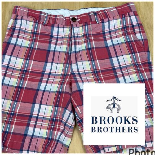 Brooks Brothers 9” Shorts Mens Sz 33 Cotton Madras Poplin Chino Golf Classic