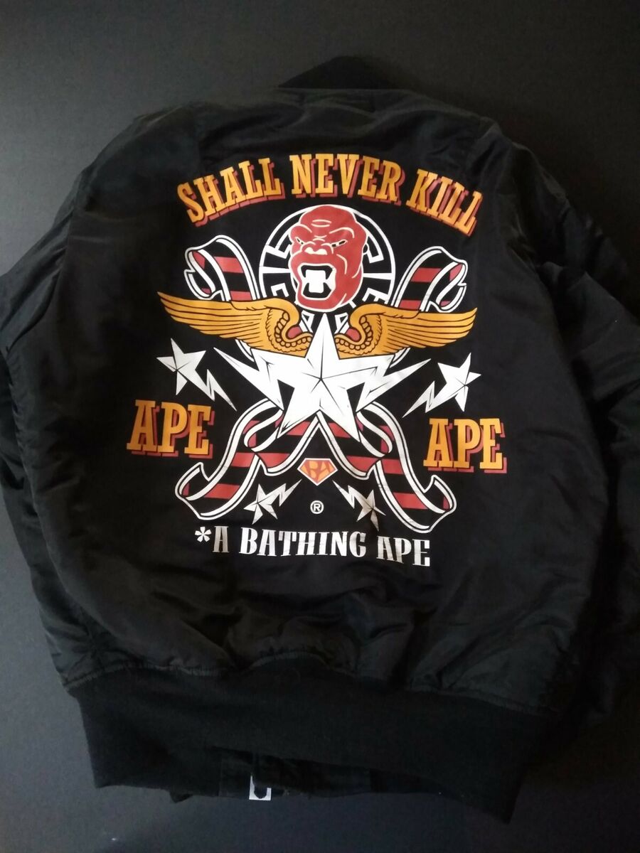 Vintage Bape REAL McCoy A Bathing Ape Japan MA-1 Flight Vintage Bape REAL McCoy A Bathing Ape Japan MA-1 Flight