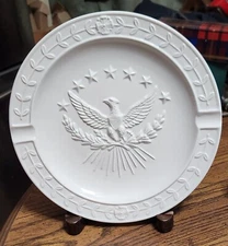 W. C. & G. ITALY American Eagle Patriotic w/ 7 Stars White Ceramic Ashtray 9.5"