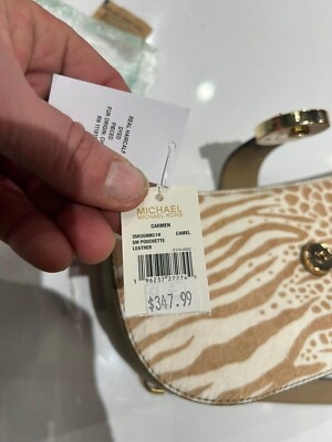 Michael Kors Carmen Small Leather Pouchette Animal Print Shoulder