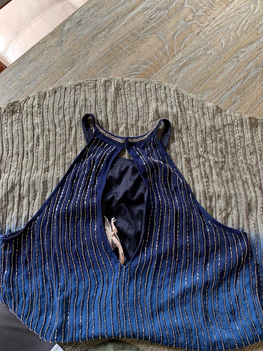 Chelsea & Violet Dress Size Large Beaded Ombr Blue/Gray NWT | eBay