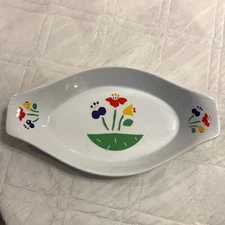 Riva Au Gratin Dish large 12" multi color tulip made in Japan