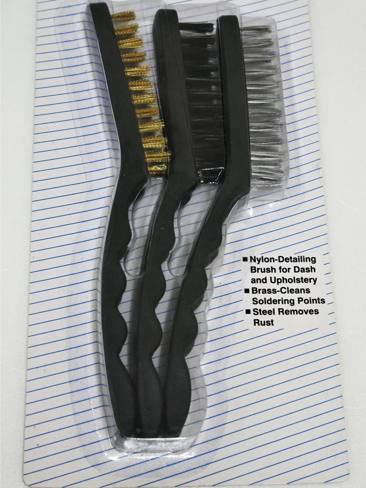 3311 Se adapta a mini juego de cepillos de alambre nailon acero latón x3 piezas elimina pintura de soldadura oxidada Foto 3 de 4