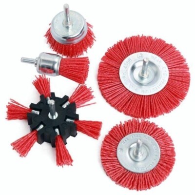 5-teiliges Nylon-Schleifscheibenbürsten-Set funkenfrei 6 mm Schaft für Bohr-/Rotationswerkzeuge