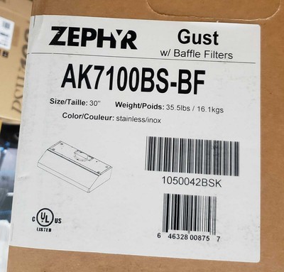 zephyr 400 cfm range hood