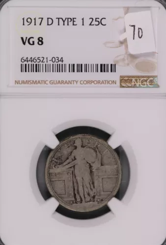 1917-D Type 1 Standing Liberty Silver Quarter NGC VG-8 #1-034