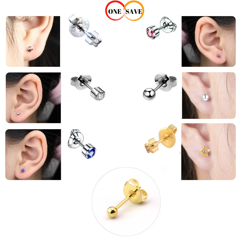 Ear Piercing Kit - Children Silver Gold Short Post Stud Earring Gun Home  Self