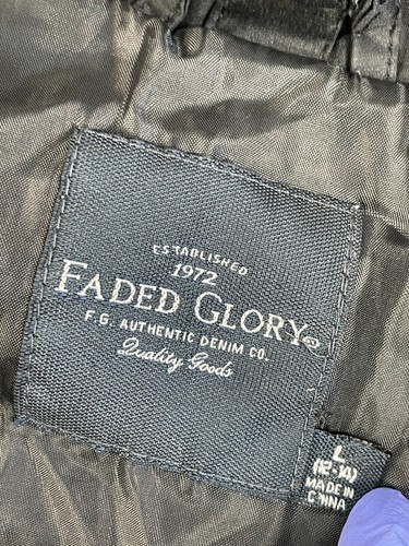 Vintage Faded Glory Jacket Women Black Windbreaker Hooded Snap Inside Zip Size L - Picture 5 of 6
