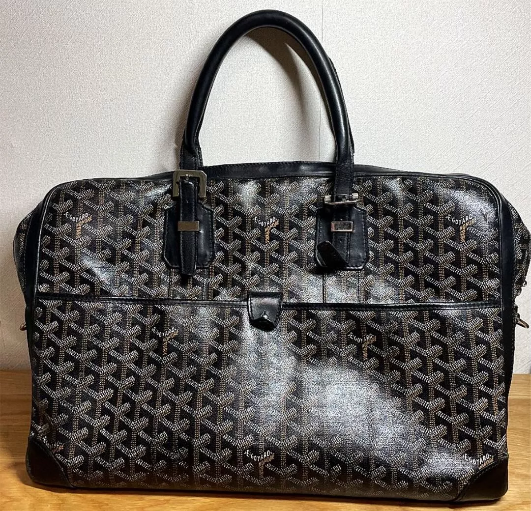 GOYARD Ambassade PM Goyardine Canvas Briefcase Bag Black