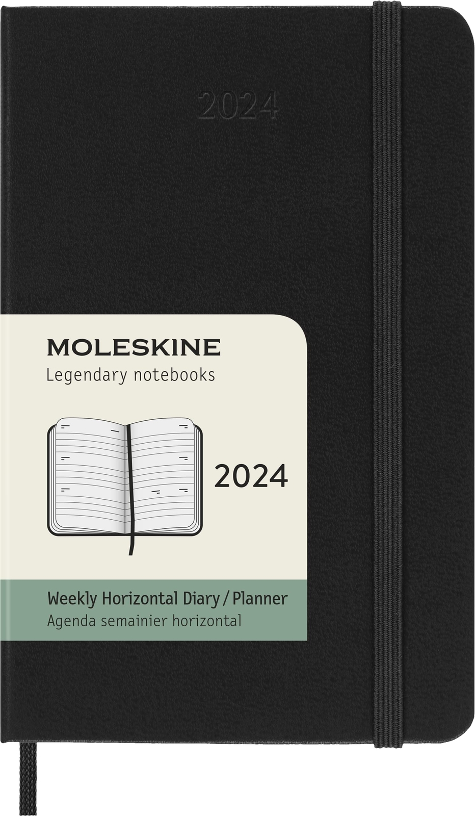 Classic 12 Month 2024 Weekly Horizontal Planner, Hard Cover, Pocket (3.5