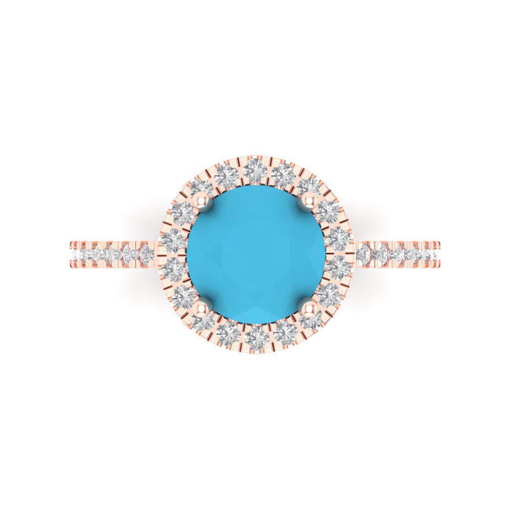 tcw Round Cut Engagement Ring for Women 14K Rose Gold