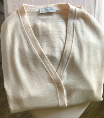 PRINGLE-Pale peach 100% extra feine Merinowolle Strickjacke. Größe: XL