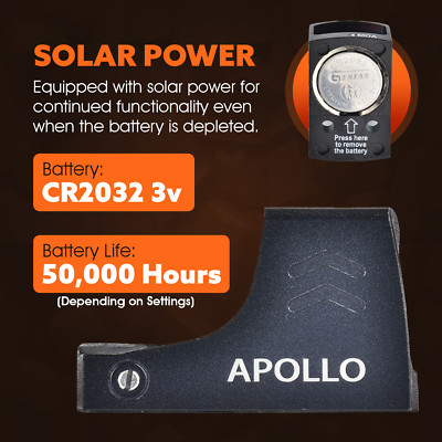 ADE RD3-030 APOLLO Solar Powered Red Dot For Sig Sauer P365X, P365XL, P365 FUSE