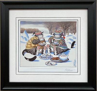 Bernard Kliban ''5 O'Clock Tea''  Newly Framed Art Print Cartoon Cats
