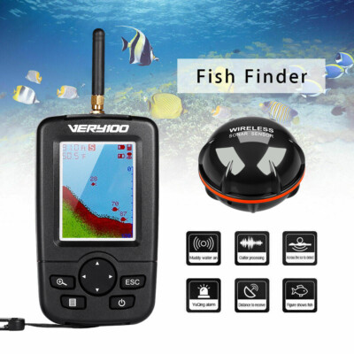 100M Tragbar Sonar Fischfinder Boot Tiefe Angeln Fisch Finder Echolot 433,92 MHz